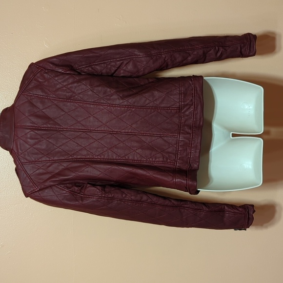 Iparelde Quilted Asymmetrical Maroon Quilted Moto Leather Jacket XS/S (label XL) - Picture 7 of 13